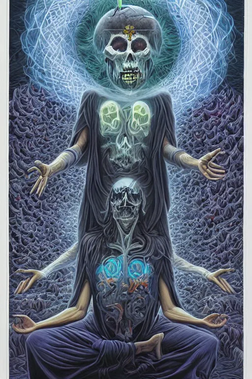 Image similar to Meditation On Death by Alex Grey and Andreas Rocha