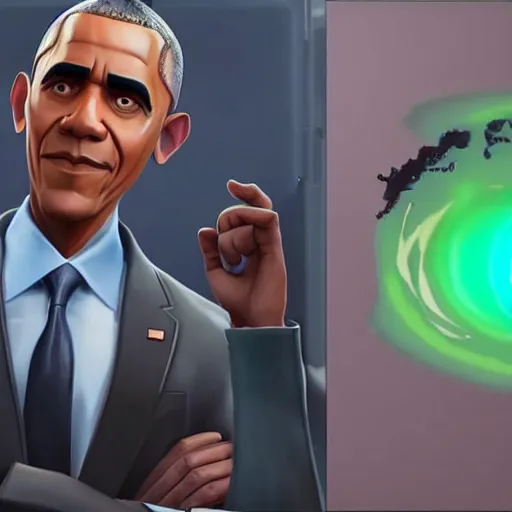 Image similar to obama as a fortnite character, unreal engine, epic