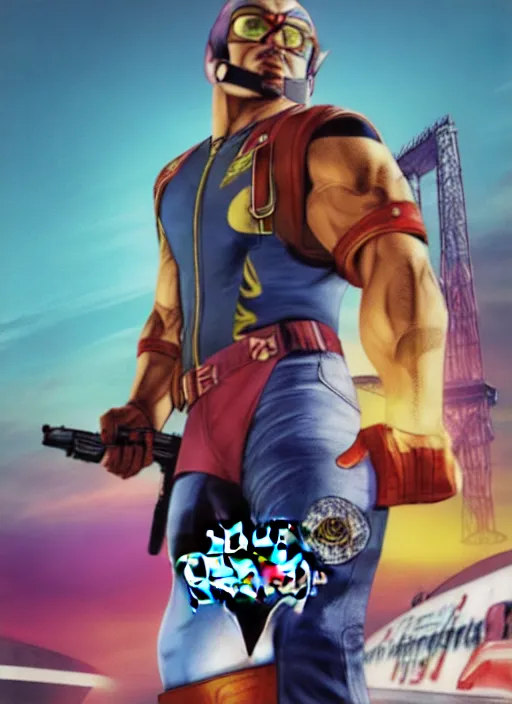 Prompt: Captain Falcon, GTA V poster, Apex