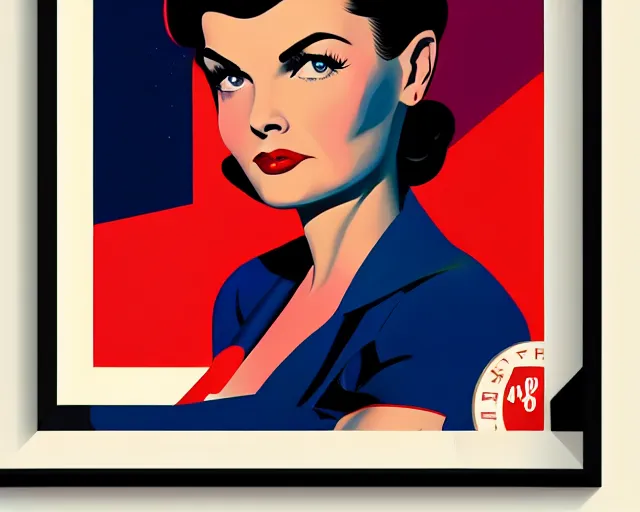 Image similar to advertisement illustration with young sherilyn fenn, diner background, twin peaks, retro futurism, half portrait by stanley artgerm, al parker, jon whitcomb, peter max, dramatic lighting, ilya kuvshinov, trending on artstation, flat colour, geometric curves, gradient filter, pleasing tone colours, 5 0 s style, edward hopper