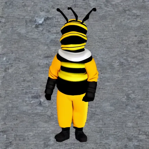 Prompt: bee using inmate clothes