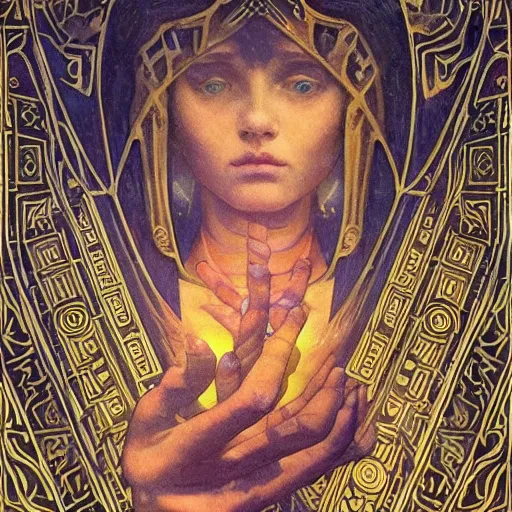 Image similar to Extreamly beautiful Eyes, Hypnotic Eyes, Emotional Eyes, by Annie Swynnerton and Nicholas Roerich and jean delville, glowing paper lanterns, strong dramatic cinematic lighting , ornate tiled architecture, lost civilizations, smooth, sharp focus, extremely detailed