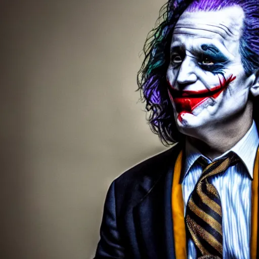 Image similar to Joe Biden as The Joker in Batman, BluRay, film grain, EOS-1D, f/1.4, ISO 200, 1/160s, 8K, RAW, symmetrical balance, in-frame, Dolby Vision