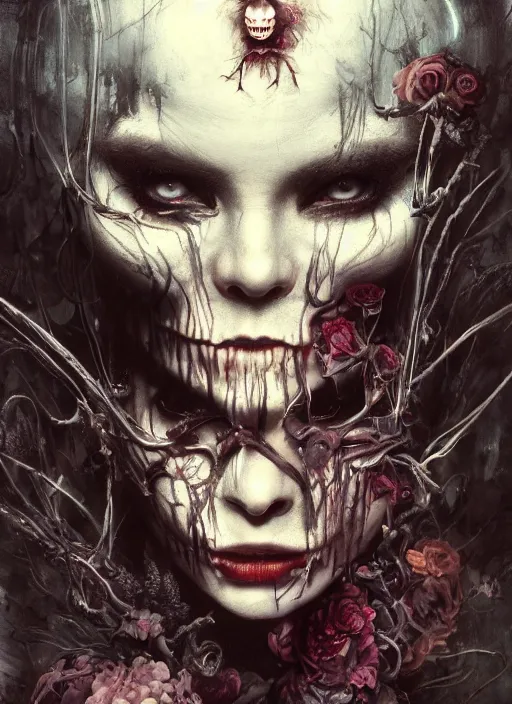 Prompt: Alice attends Mad Tea Party,highly detailed,half skull face,cinematic,8k,by Stanley Artgermm,Tom Bagshaw,Greg Rutkowski,Carne Griffiths, Ayami Kojima, Beksinski, Giger,trending on DeviantArt,hyper detailed,horror, full of colour