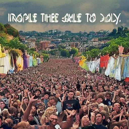 Prompt: imagine all the people living for today