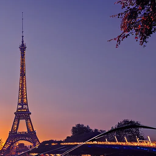 Image similar to paris with canton tower, ultra realistic, cinematic