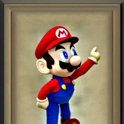 Prompt: a marionette of mario, 8 k, exquisite detail, vintage, grain