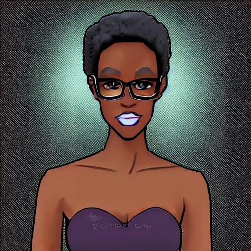 Image similar to nerdy black girl comic book style,