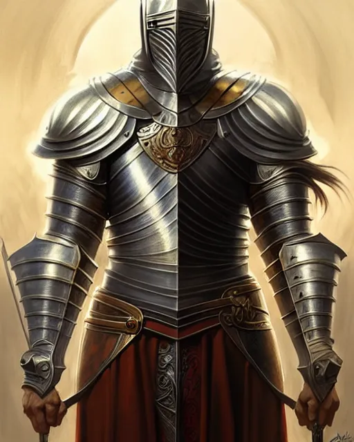 Image similar to Muscular and powerful medieval male knight portrait, art nouveau, fantasy, intricate triangular designs, elegant, highly detailed, sharp focus, art by Artgerm and Greg Rutkowski and WLOP