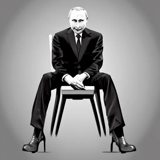 Prompt: a person looking like vladimir putin sitting on chair which looks like sponch bob, digital painting, photorealistic, symmetrical style