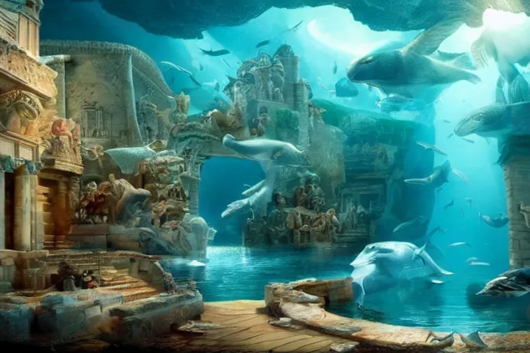 Prompt: ! dream taking with camera, mcdonald's in the kingdom of atlantis, high detail, photorealistic, good lighting, unbelievable.