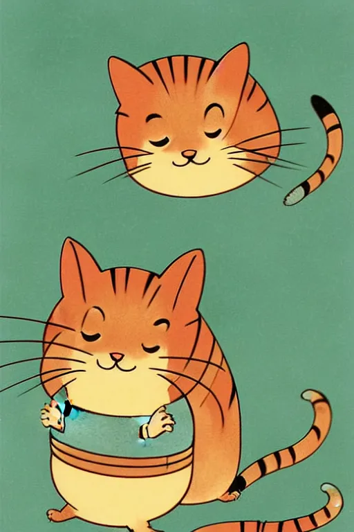 Image similar to by richard scarry. a cat mouse chimera. a 1 9 5 0 s retro illustration. studio ghibli. muted colors, detailed