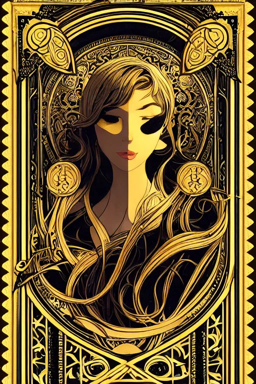 Image similar to an intricate art nouveau canvas frame, with golden entertwined edges and black square center, highly detailed, artstation, concept art, matte, sharp focus,