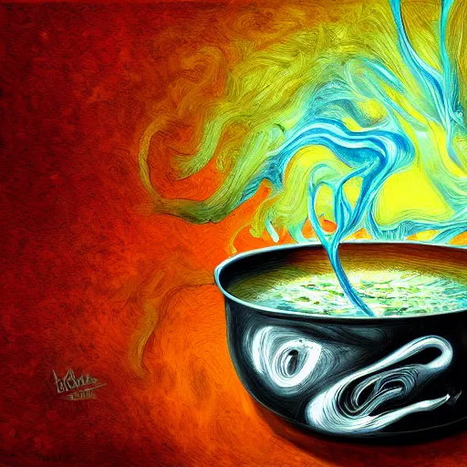 Image similar to boiling imagination in a bowl, super freaky, ultra detailed, digital painting