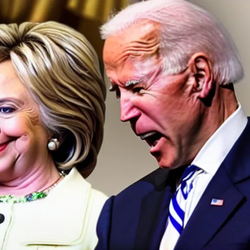 Image similar to up close of joe biden and hillary clinton getting married