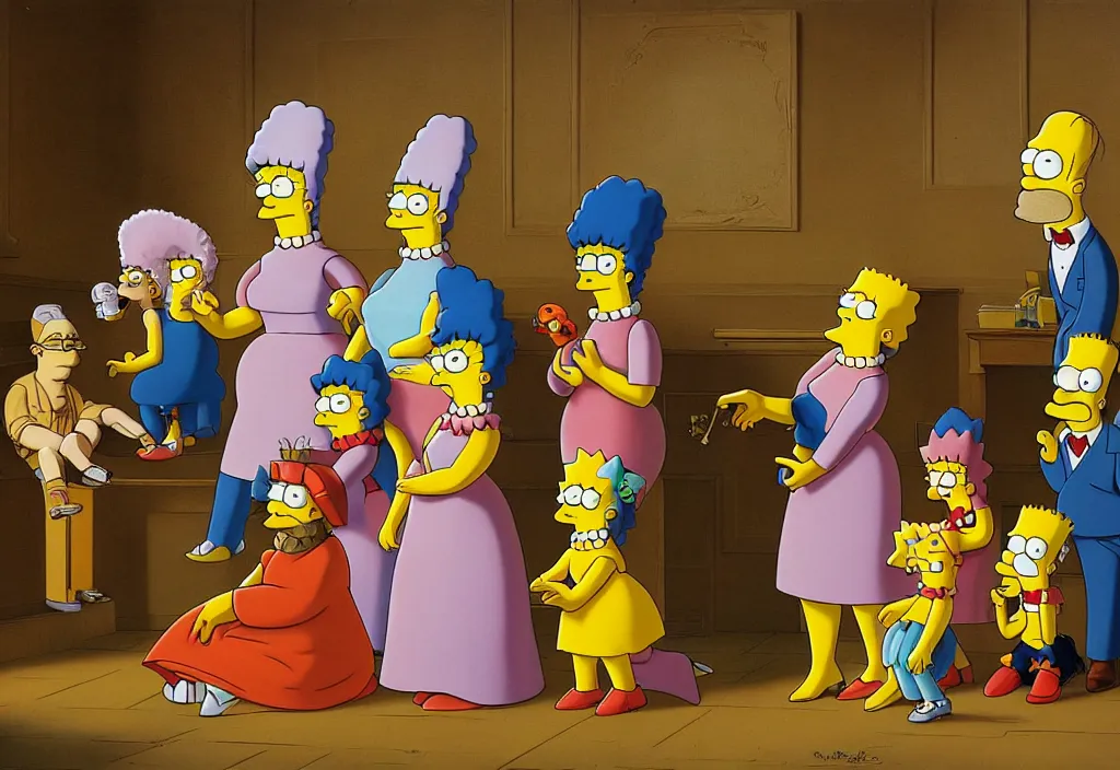 Image similar to the simpsons by jacques - louis david