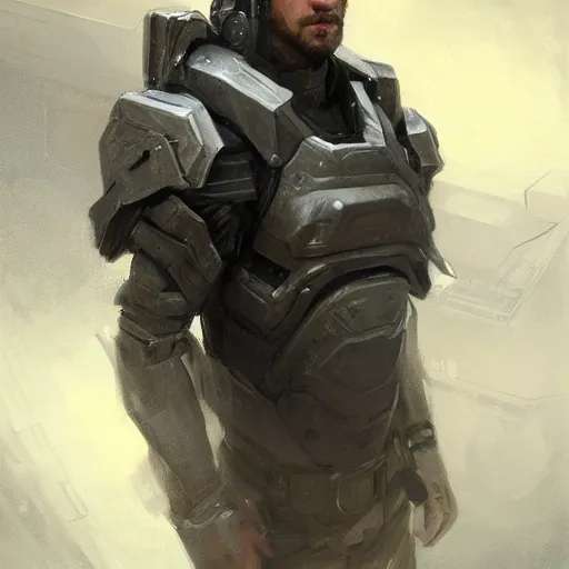 Image similar to Portrait of a man by Greg Rutkowski, he is about 20 years old, mixture turkish and russian, short dark blonde hair with bangs, attractive, angry but resigned look, he is wearing a futuristic tactical gear, highly detailed portrait, scifi, digital painting, artstation, concept art, smooth, sharp foccus ilustration, Artstation HQ.