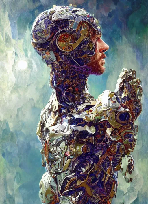 Image similar to lionel messi as a organic cyborg, diffuse lighting, fantasy, intricate, elegant, highly detailed, lifelike, photorealistic, digital painting, artstation, illustration, concept art, smooth, sharp focus, art by john collier and albert aublet and krenz cushart and artem demura and alphonse mucha