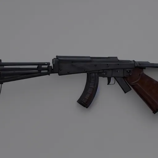 Image similar to Octane render of an AK-47 against a white background, 4k, ultra HD