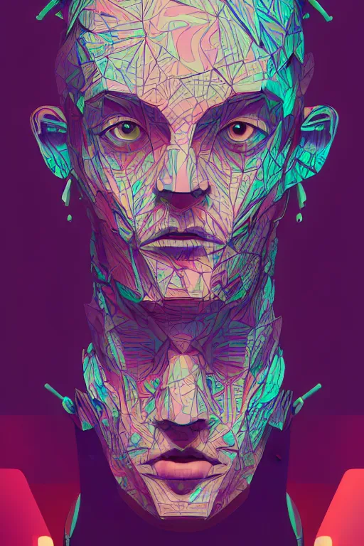 Image similar to abstract portrait, cyberpunk art, floating detailes, very detailed face, leaves by miyazaki, colorful palette illustration, kenneth blom, mental alchemy, james jean, pablo amaringo, naudline pierre, contemporary art, hyper detailed