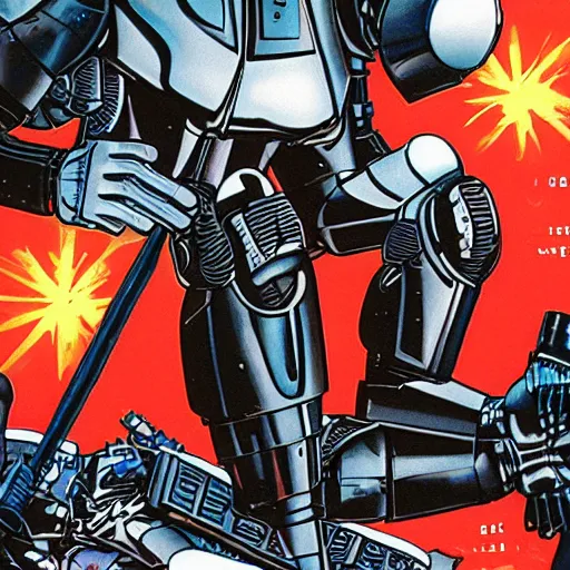 Image similar to robocop as one of the gashlycrumb tinies