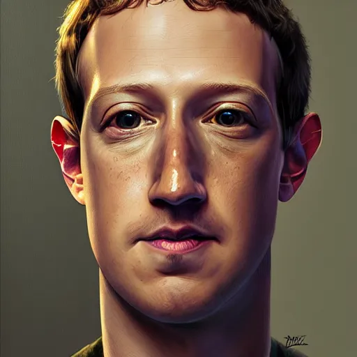 Image similar to portrait of Mark Zuckerberg as a Mike Wazawski, accurate, intricate, headshot, highly detailed, digital painting, artstation, concept art, sharp focus, illustration, art by artgerm and greg rutkowski and alphonse mucha