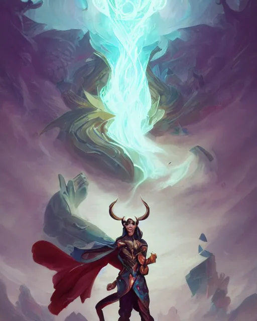 Image similar to Loki by pete mohrbacher and artgerm and wlop, digital art, highly detailed, intricate, fantasy, mystical, sharp focus, Trending on Artstation HQ, deviantart, unreal engine 5, 4K UHD image