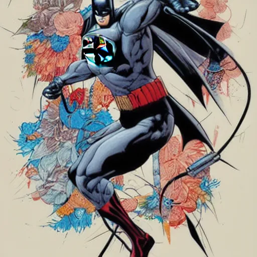 Image similar to a painting by James Jean about Batman, cover art, elegant