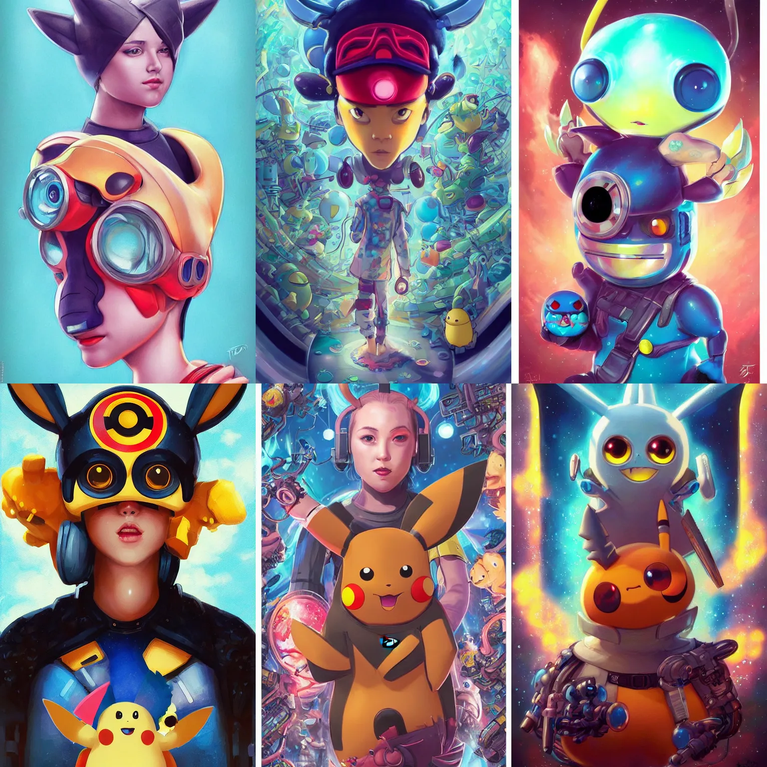 Image similar to lofi BioPunk Pokemon Pikachu portrait Pixar style by Tristan Eaton_Stanley Artgerm and Tom Bagshaw,