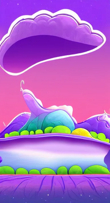 Image similar to purple floating island cartoon app background artwork, digital art, award winning