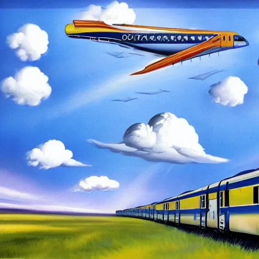 Image similar to train vagon flying rhough the clouds