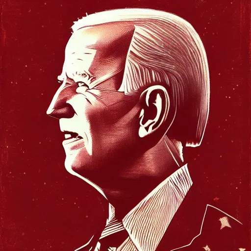 Image similar to Woodcut portrait of joe biden by falling into the stars greg rutkowski, 4k, intricate details