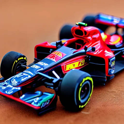 Prompt: photograph, formula 1, sf 9 0, hot wheels, macro, photorealism, bokeh, hd, 4 k