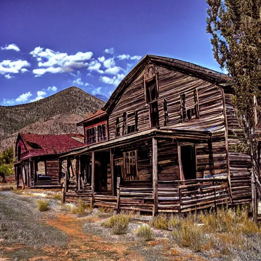 Prompt: an old west ghost town, by ivan albright