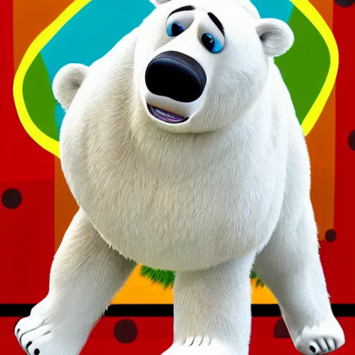 Prompt: a polar bear wearing a vintage aloha shirt, from pixar's up, highly detailed, 8 k