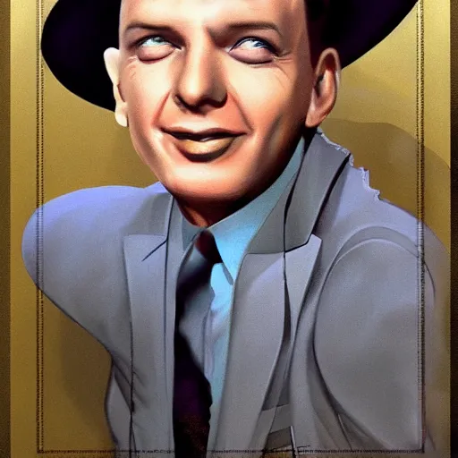 Image similar to perfect composition, subdued color palette, award-winning concept art, detailed digital painting, airbrushed, low contrast: costume design for young Frank Sinatra as a poor 1950s bartender. Volumetric cinematic lighting, great attention to perfect anatomy, special attention to posing, great attention to realistic facial expression, faithful cinematic color scheme, perfectly coherent. In the style of: Greg Rutkowski, Francis Bacon, Syd Mead, Norman Rockwell, Beksinski, Edward Hopper, James Gilleard, Ilya Kuyshinov, WLOP, Stanley Artgerm, Takato Yamamoto, and James Jean.