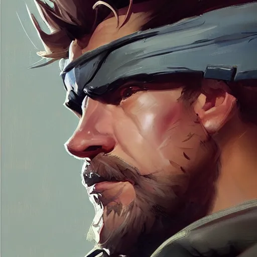 Image similar to greg manchess portrait painting of solid snake as overwatch character, medium shot, asymmetrical, profile picture, organic painting, sunny day, matte painting, bold shapes, hard edges, street art, trending on artstation, by huang guangjian and gil elvgren and sachin teng