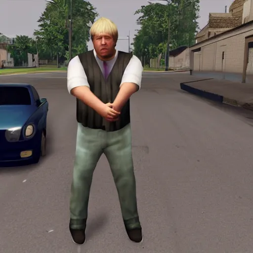 Image similar to boris johnson in grove street, gta san andreas, screenshot