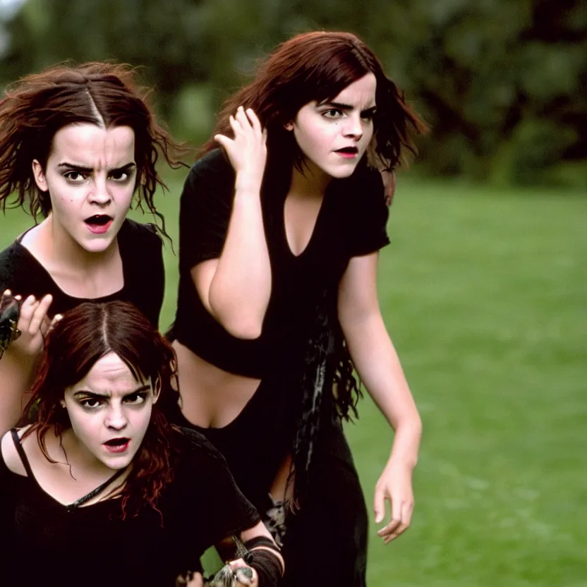 Image similar to jack black and emma watson starring in the craft, movie still, 8 k,