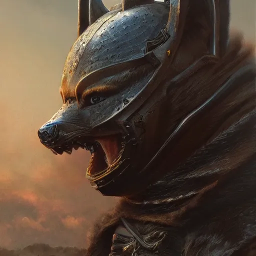 Prompt: berserk black armor, anthropomorphic shiba inu, shiba inu face, in berserk black armor, stuning 3 d render, masterpiece, glowing aura, by donato giancola and greg rutkowski and wayne barlow and zdzisław beksinski, realistic face