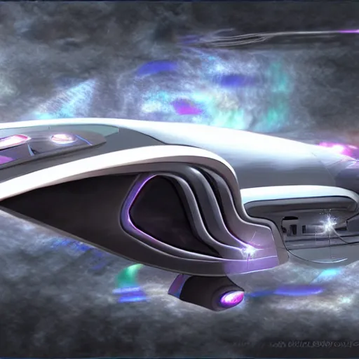 Image similar to a hiper realistic digital art of a futurist spaceship car