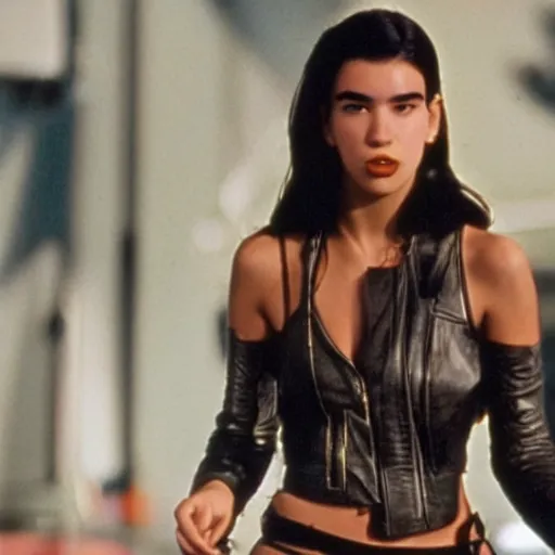 Image similar to still of dua lipa in late 9 0 s terminator tv show