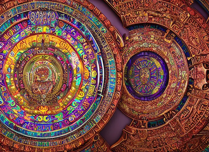 Image similar to hyperrealism, detailed textures, photorealistic 3 d render, a coloured beautiful tibetan kalachakra mandala, sanskrit writing, ultra realistic, ultra high pixel detail, cinematic, intricate, cinematic light, concept art, illustration, art station, unreal engine 8 k