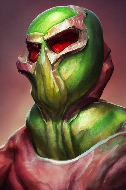 Image similar to avocadoman is a superhero, artgem, digital painting, color painting, hyperrealistic, concept art, oil painting, masterpiece, concept art, trending on deviantart, realistic and detailed face, highly detailed, high quality, 8 k, soft lighting, fancy colors, fantasy, cinematic, high coherence