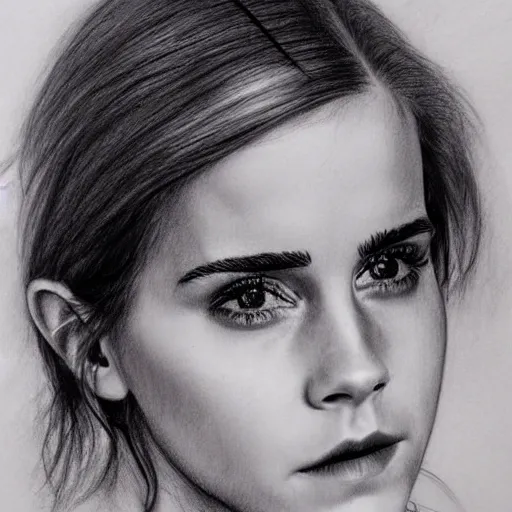 Prompt: extremely ultra highly detail pencil sketch drawing of emma watson,