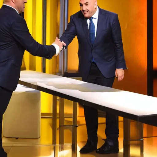 Image similar to Kevin O'Leary happy, shaking hands, in Shark Tank (2016)