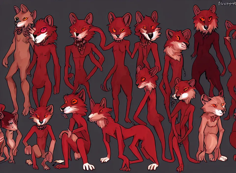 Image similar to furry - male - red - black - weasel - necromancer - fursona uhd ue 5 visual novel pc game expressions