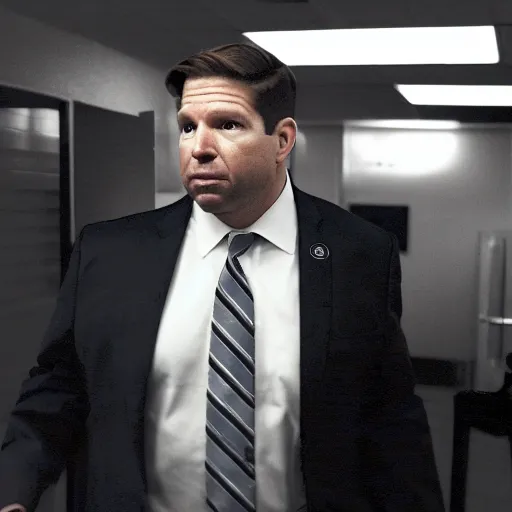 Prompt: Ron Desantis lost in the backrooms, alone!!!!!, photo, security camera footage, liminal, dismal, dim lighting!!!, desaturated!!!