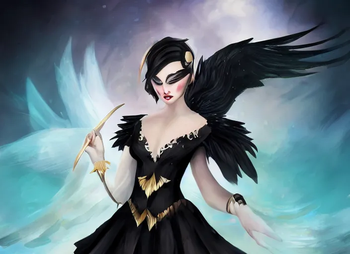 Image similar to hero splashart of a black swan