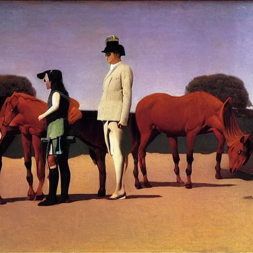 Prompt: offerings for the horse goddess by george stubbs by frederic remington by magritte